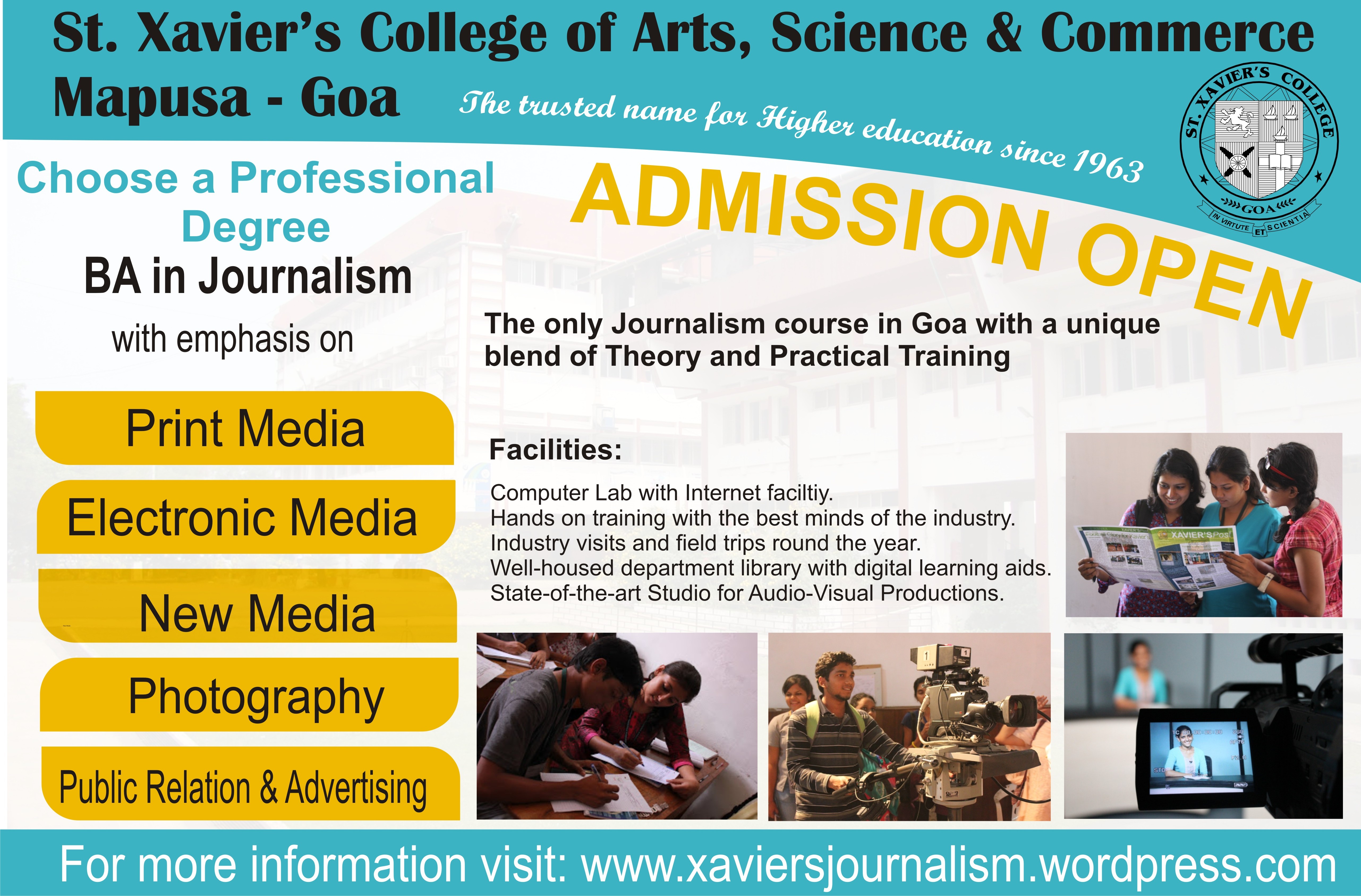 ADMISSION to B.A. in Journalism to open on 14th May 2014